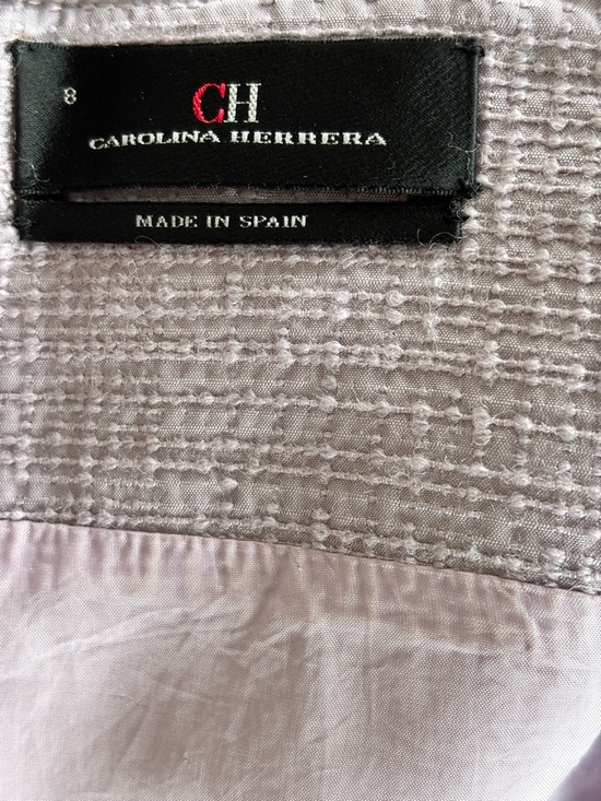 Carolina Herrera Lilac Tweed Shift Dress Minimalist Designer Straight Silhouette - Picture 5 of 6